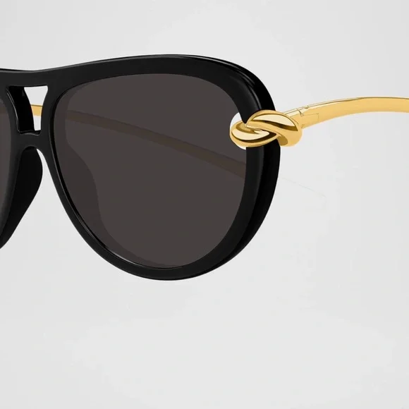 BOTTEGA VENETA Black and Gold Sunglasses